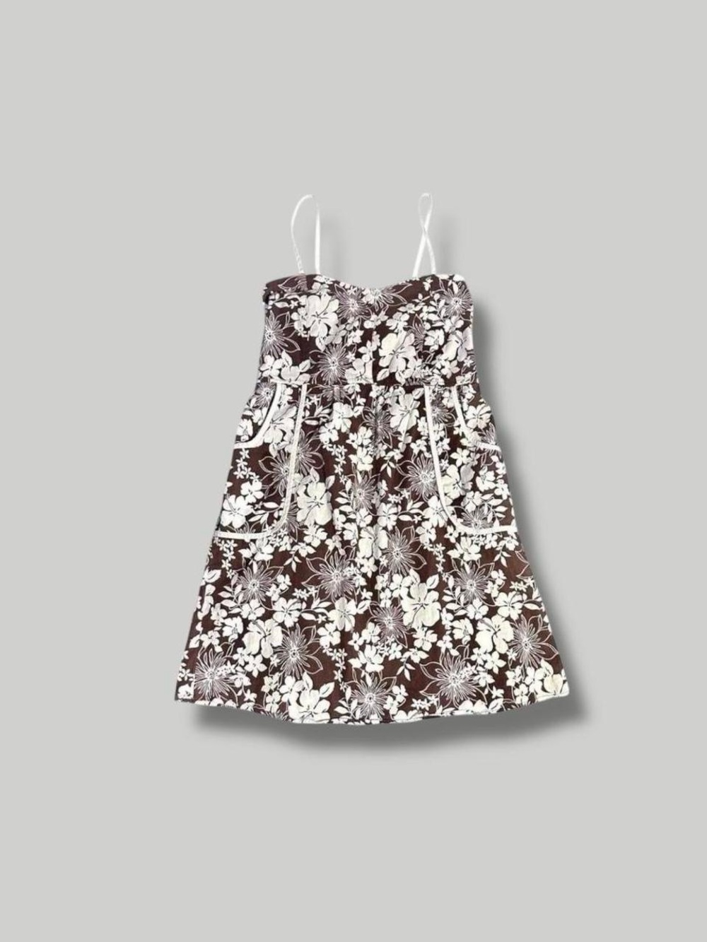 She's Cool Y2K Hawaiian Floral Stretch Cotton Mini Sundress M Tropical Pattern